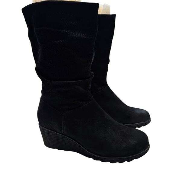 Dansko Cassy Wedge Suede Boot Black Leather Womens EU 40 US 9.5 - Picture 1 of 6